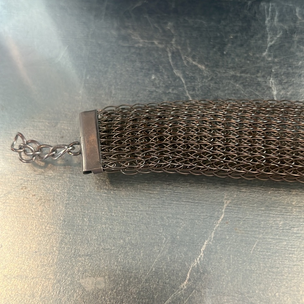 Vintage Silver Mesh choker with Green Stone - Picture 5 of 6